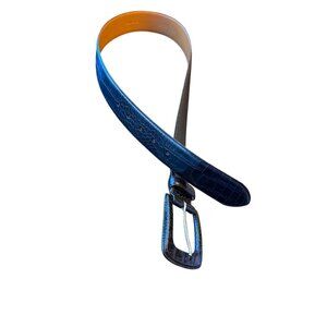 Lauren Ralph Lauren Italian Leather Belt Black Crocodile Embossed L